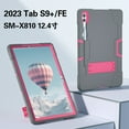 thumbnail image 2 of Dteck Case for Samsung Galaxy Tab S9 Plus 12.4" 2023, Heavy Duty Shockproof Rugged Protective Case with Built-in Stand,Gray+Rose, 2 of 7