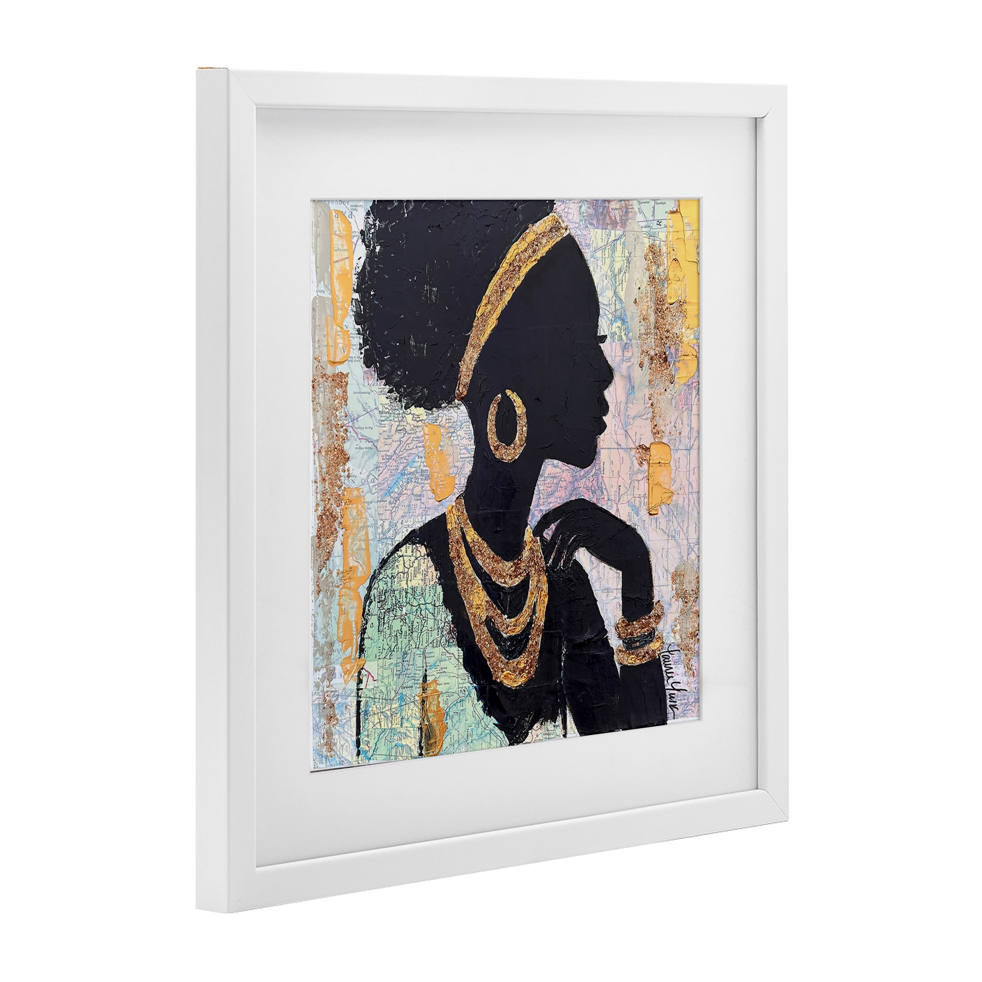 Stupell Industries Jewelry Clad Girl Silhouette White Framed Print Under Glass, design by Lauren Luna