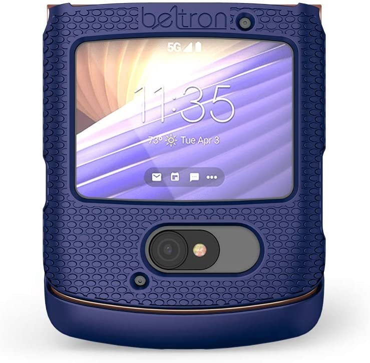 BELTRON Case with Clip for Motorola RAZR 5G AT&T / T-Mobile, Snap-On Protective Cover with Rotating Belt Holster Combo & Built in Kickstand for Motorola Moto RAZR 5G Flip Phone 2020 XT2071 - Blue