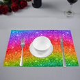 thumbnail image 2 of MKHERT Multicolored Rainbow Glitter Sparkling Placemats Table Mats for Dining Room Kitchen Table Decoration 12x18 inch,Set of 6, 2 of 4