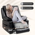 thumbnail image 5 of HOMCOM Vibration Massage Recliner Chair with Heat, Oversized Swivel Rocker, PU Manual Reclining Chair with Footrest, Remote, Pockets, Black, 5 of 9