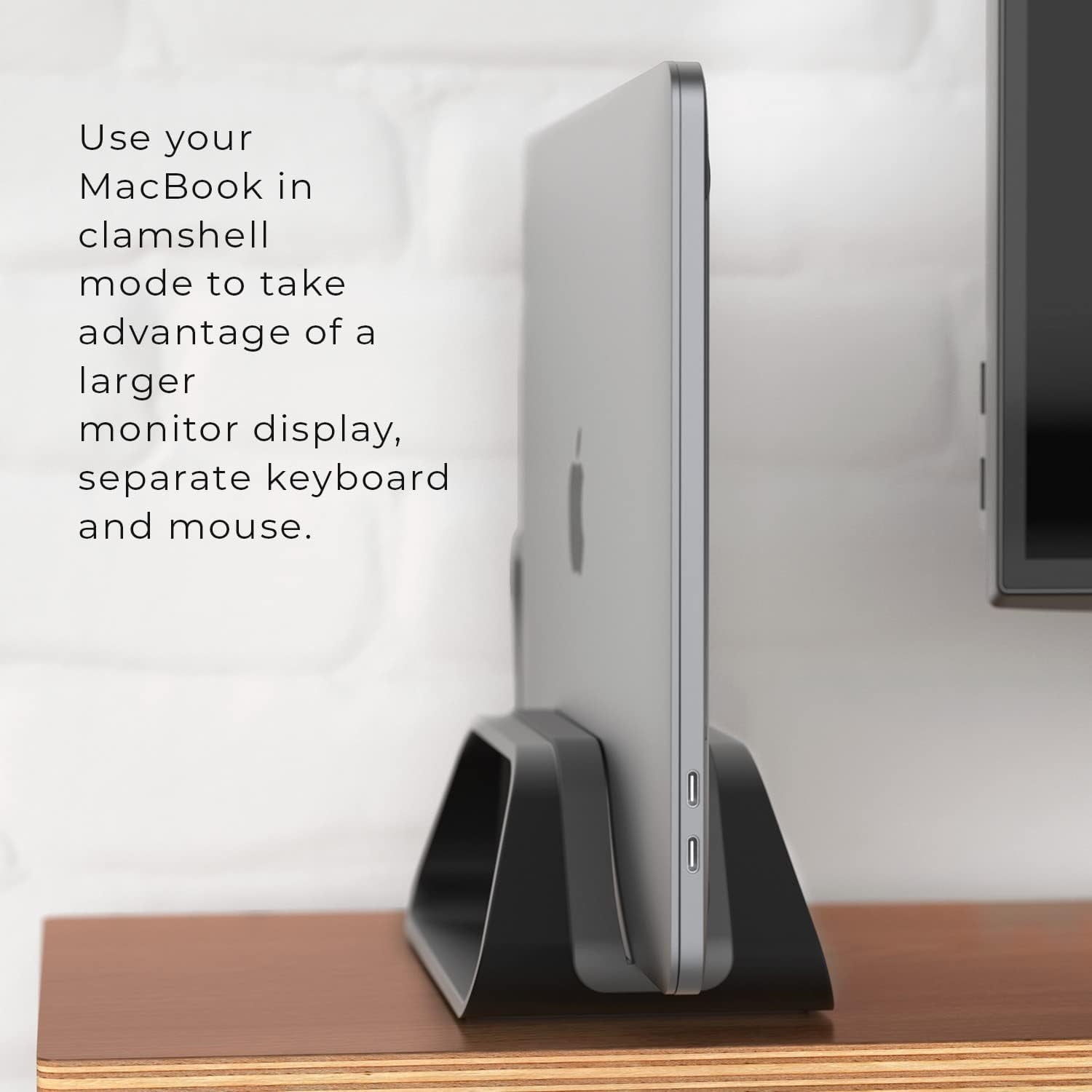 Vertical Laptop Stand Compatible , Holder for Personal Computer Desk Stand, Aluminium, Exchangeable Inserts to Fit Different Device Models, Black