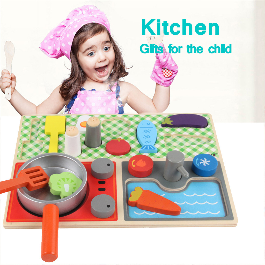 kids wooden cooking set