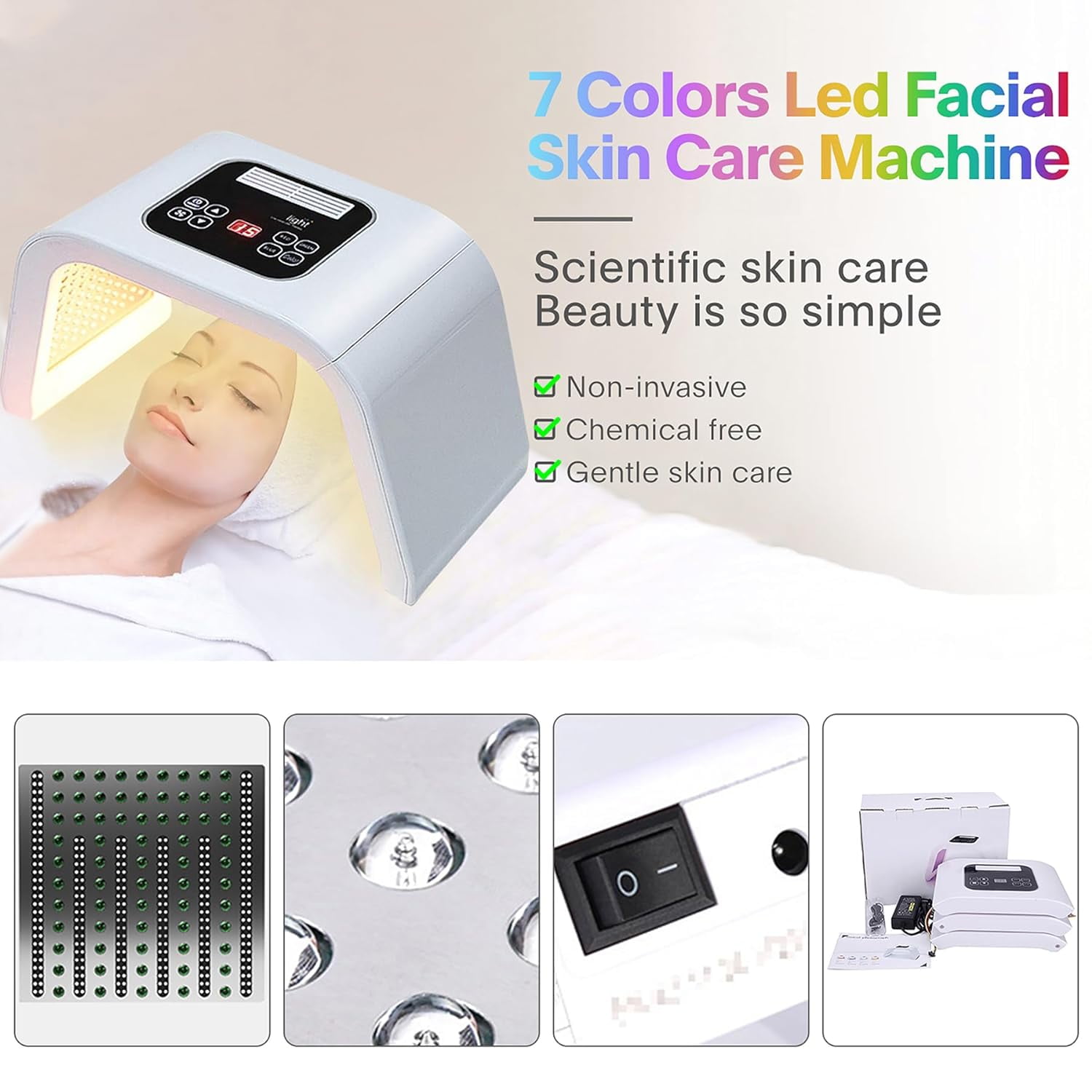 SUWU LED-Face-Light-Therapy, 7 in 1 Color LED Face Mask Facial Body Beauty Equipment