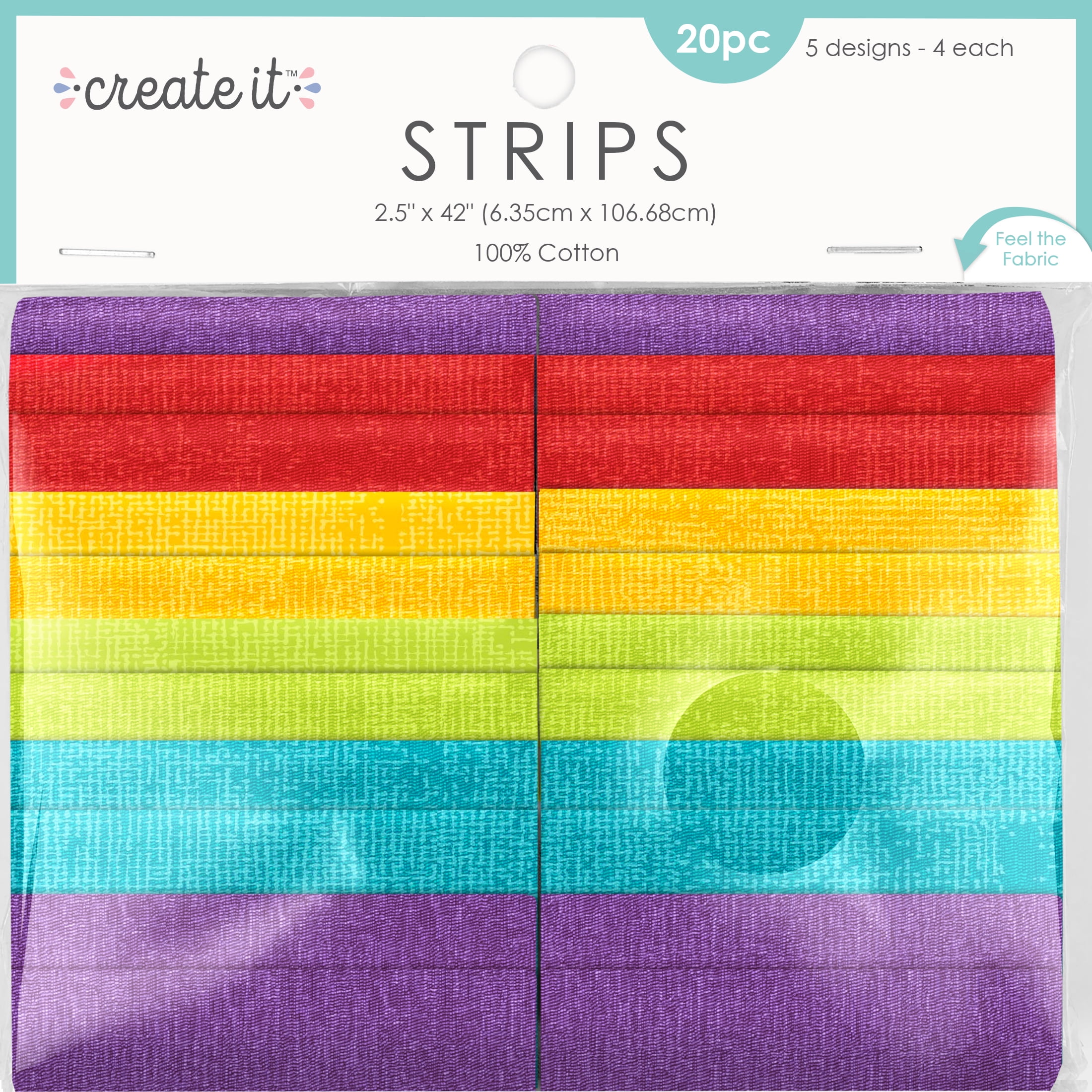 Create It 2.5'x42' Cotton Pixel Texture Precut Strips, Multicolor, 20 Piece