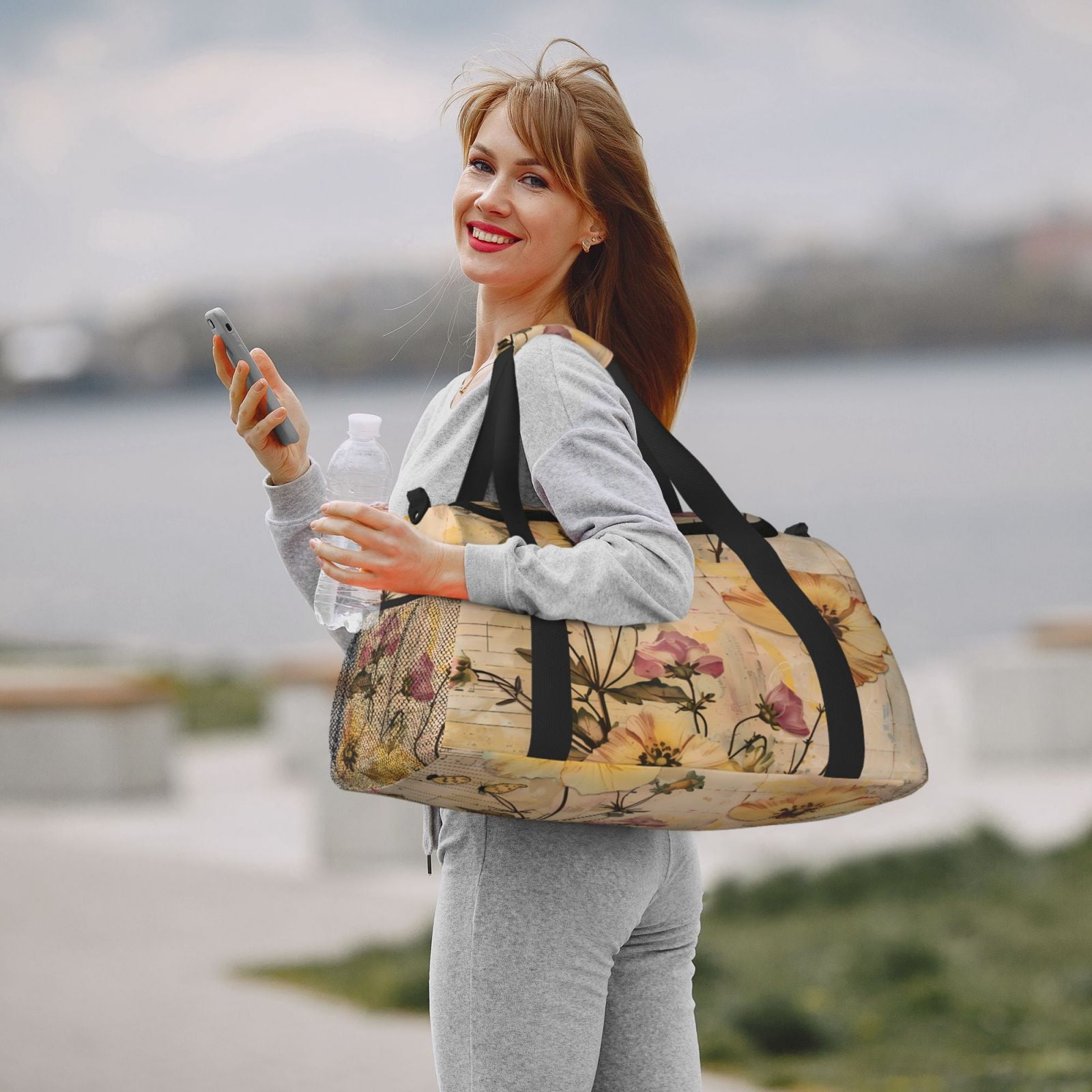 Fuzoiu Vintage Floral Butterfly Collage Print Travel Duffle Bag,Carry On Tote Bags,Duffel Bag,Sport Gym Bag, Hospital Bag for Labor and Delivery, Overnight Bag,Luggage Bag