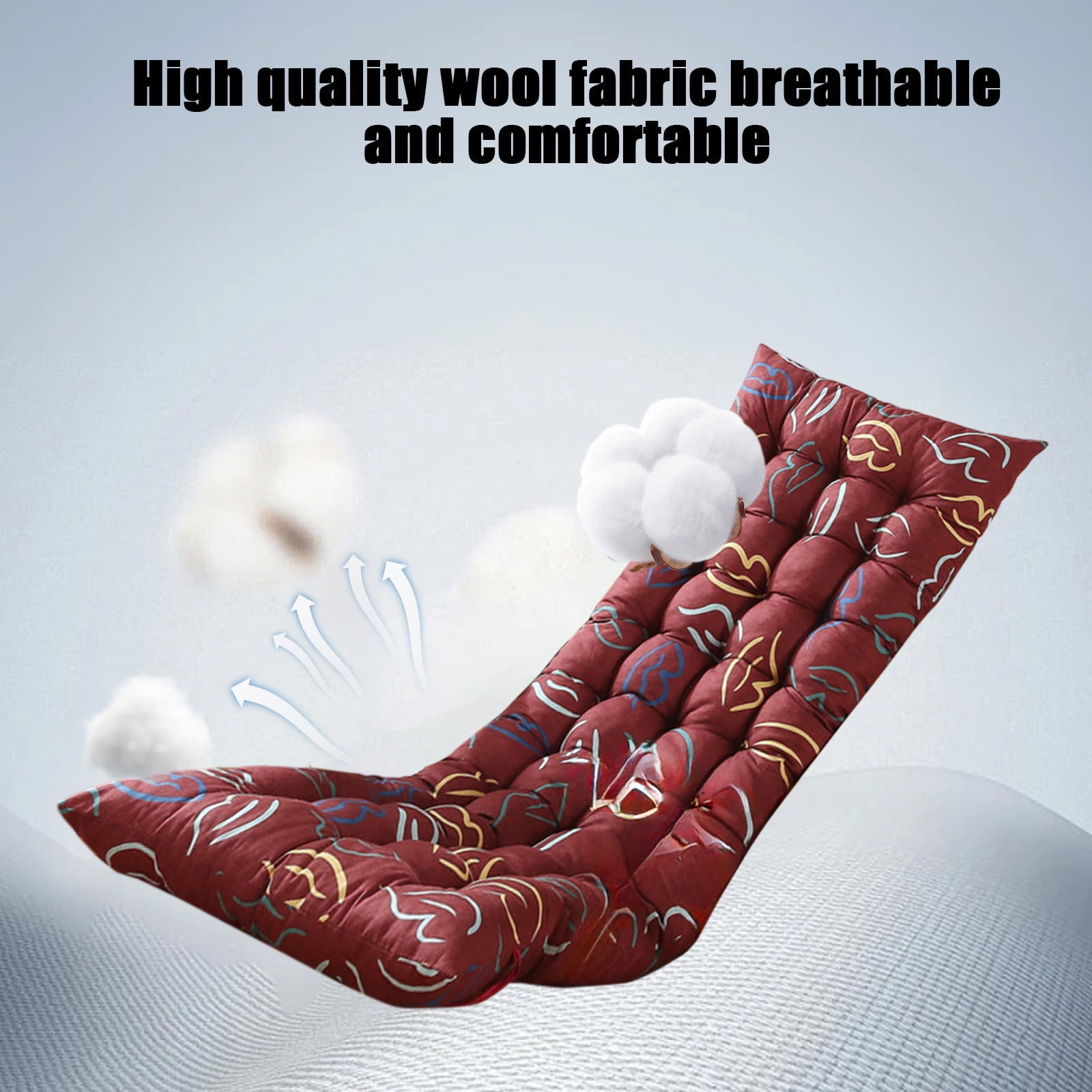 Tunhigl Thickened Chair Cushion with Ties 19 x 47 in - Soft Supportive Seat Pad for Recliner, Rocking Chair, Office & Dining Chairs - Indoor Outdoor Cushion for Back Support, Home, Patio, Gifts