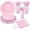 Light Pink, variant on 175 Pcs Pink Plates and Napkins, Party Supplies Include Scalloped Birthday Plate Napkins Cups Plastic Cutlery for Wedding