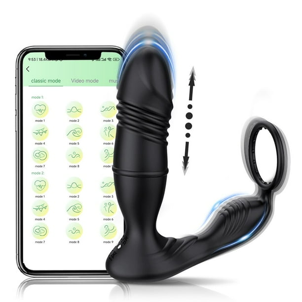 Masajeador de próstata de empuje masculino, vibrador con aplicación Bluetooth para hombres, estimulador de próstata remoto inalámbrico Gay, juguete sexual para parejas Dengxun unisex