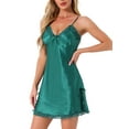 thumbnail image 4 of INSPIRE CHIC Women's Lace V Neck Satin Lounge Pajama Dress Camisole Nightgowns M Dark Green, 4 of 6