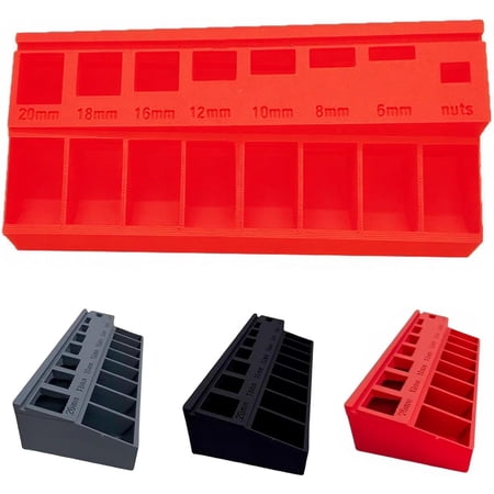 ABPETE M3 Screw Organizer M3 Bolt Sorter Bolt/Screw Length Sorter Tray with 7 Measuring Slots for Hardware and Small Parts Storage (Red)
