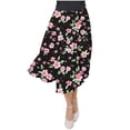 thumbnail image 4 of Nmnitkp Skirts for Women Casual Floral Prints Women's Pleated Skirt Chiffon Elastic Waist A-Line Midi Length Skirt Fashionable Trends Maxi Skirt, 4 of 7