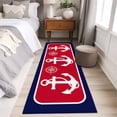 thumbnail image 4 of Nautical Anchor 2'x6' Runner Rugs for Hallway Kitchen Bedside Non Slip Washable, Blue Red Coastal Ocean Beach Compass Entryway Rug Runners with Rubber Backing, Long Carpet Runner for Laundry Room, 4 of 8
