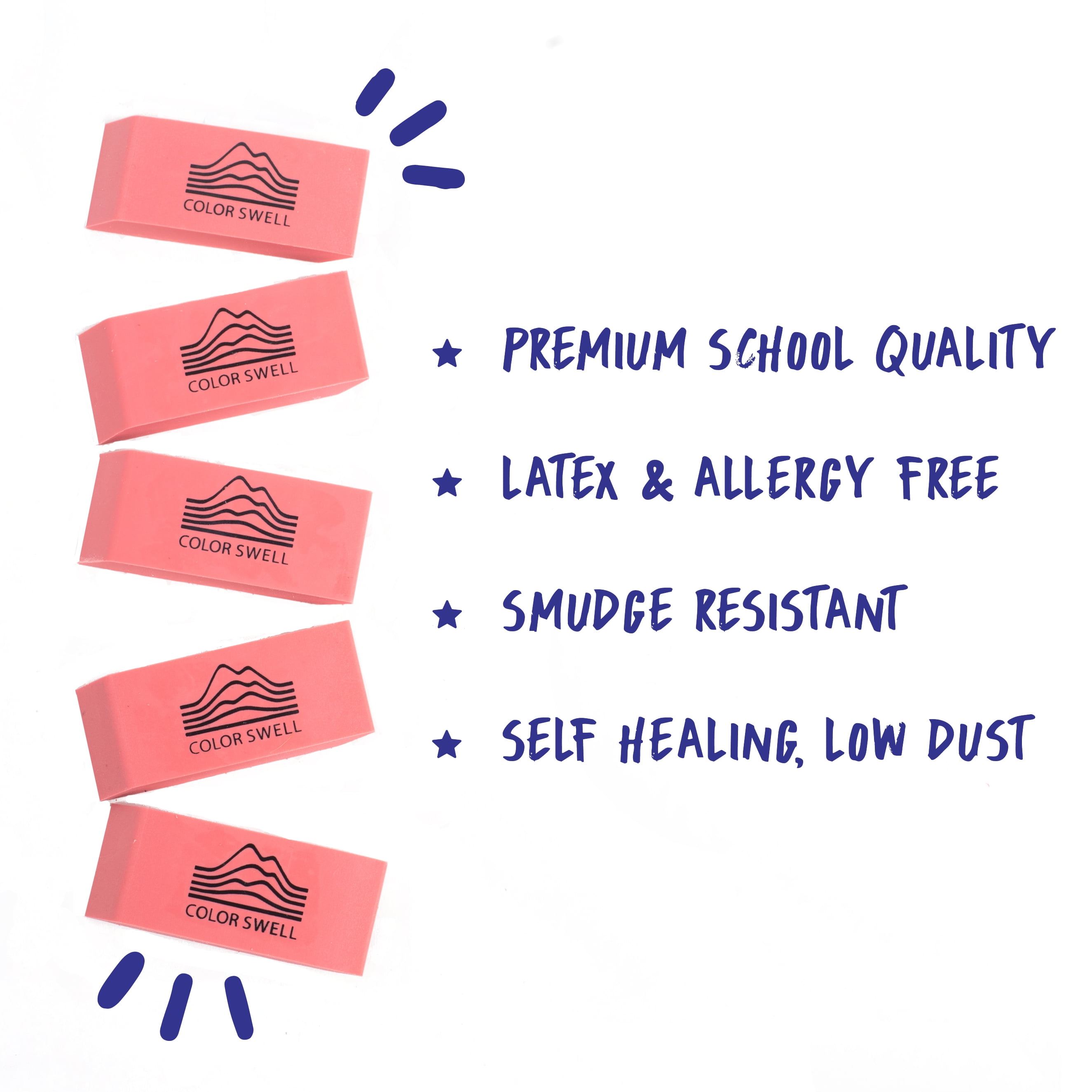 Color Swell Pencil Eraser Value Pack, Bulk Pink and Neon Erasers, 120 Count