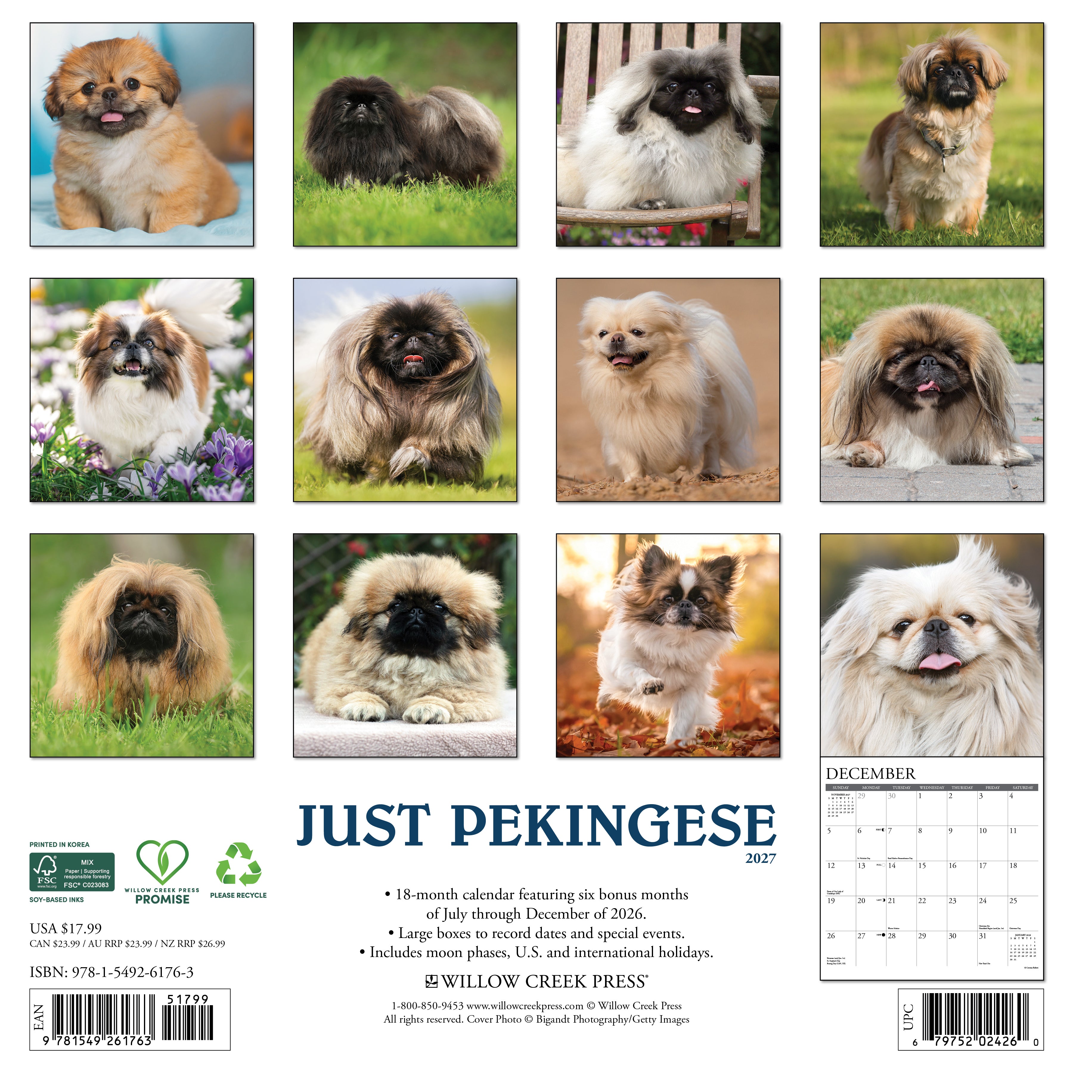 Willow Creek Press, Pekingese 2027 Wall Calendar