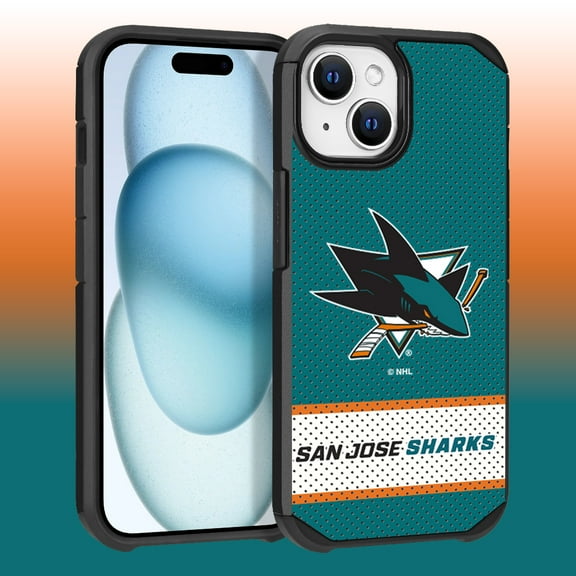 Apple iPhone 15 - NHL Licensed San Jose Sharks Team Logo on Jersey Textured Dual Layer Case
