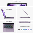 thumbnail image 3 of edaiser Swivel Keyboard Case Compatible with iPad Air 13-inch M4 M3 M2 & iPad Pro 12.9 inch 6th 5th 4th 3rd Generation; Wireless Rotatable Cover with Pencil Holder, Trackpad, Backlit, Metallic Purple, 3 of 6