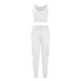thumbnail image 5 of Tbopshirt Women's 2 Piece Outfits Women Casual Summer Round Neck Sleeveless Tops and Long Pants Suit Wide Leg Pants, 5 of 5