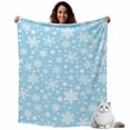 thumbnail image 4 of Throw Blanket Fleece Throw Blanket 40x50in, Christmas Winter Snowflakes Soft Lightweight Bed Blankets Blue and White Fuzzy Couch Blankets for All Season, 4 of 9