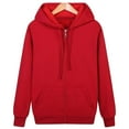 thumbnail image 5 of Mens Hoodie Fall Sweatshirt Zip Up Long Sleeve Fleece Hooded Lightweigt With Pockets Mens Workout Clothing,Red,2XL, 5 of 5