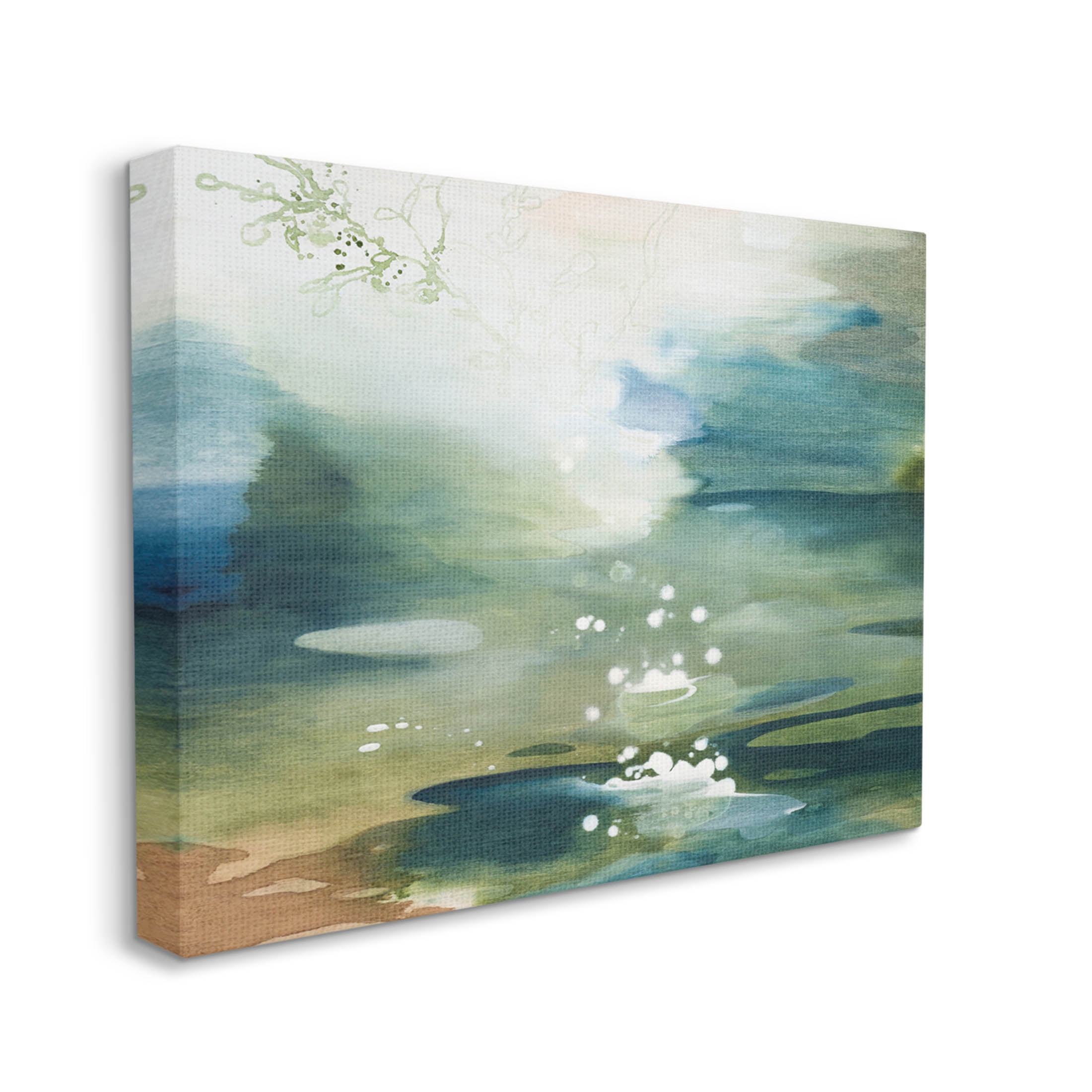 Water Surface Landscape Bubbles Abstract Painting Gallery Wrapped Canvas Print Wall Art
