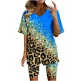 thumbnail image 1 of Ensembles d'Été Mode Décontractée Manches Courtes Col en V Ensemble de Shorts pour Femmes en Solde, 1 of 3