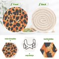 thumbnail image 4 of Haosy Set of 6 Drink Woven Coaster with Holder Heat Resistant Non-Slip Bar Coasters 4 Inches Orange Black Spots, 4 of 7