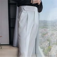 thumbnail image 5 of Men's High Waist Slim Fit Suit Pants - Solid Color, Polyester Fabric - Business/Casual Trousers - Sizes 28-36, Small Foot Design, 5 of 7