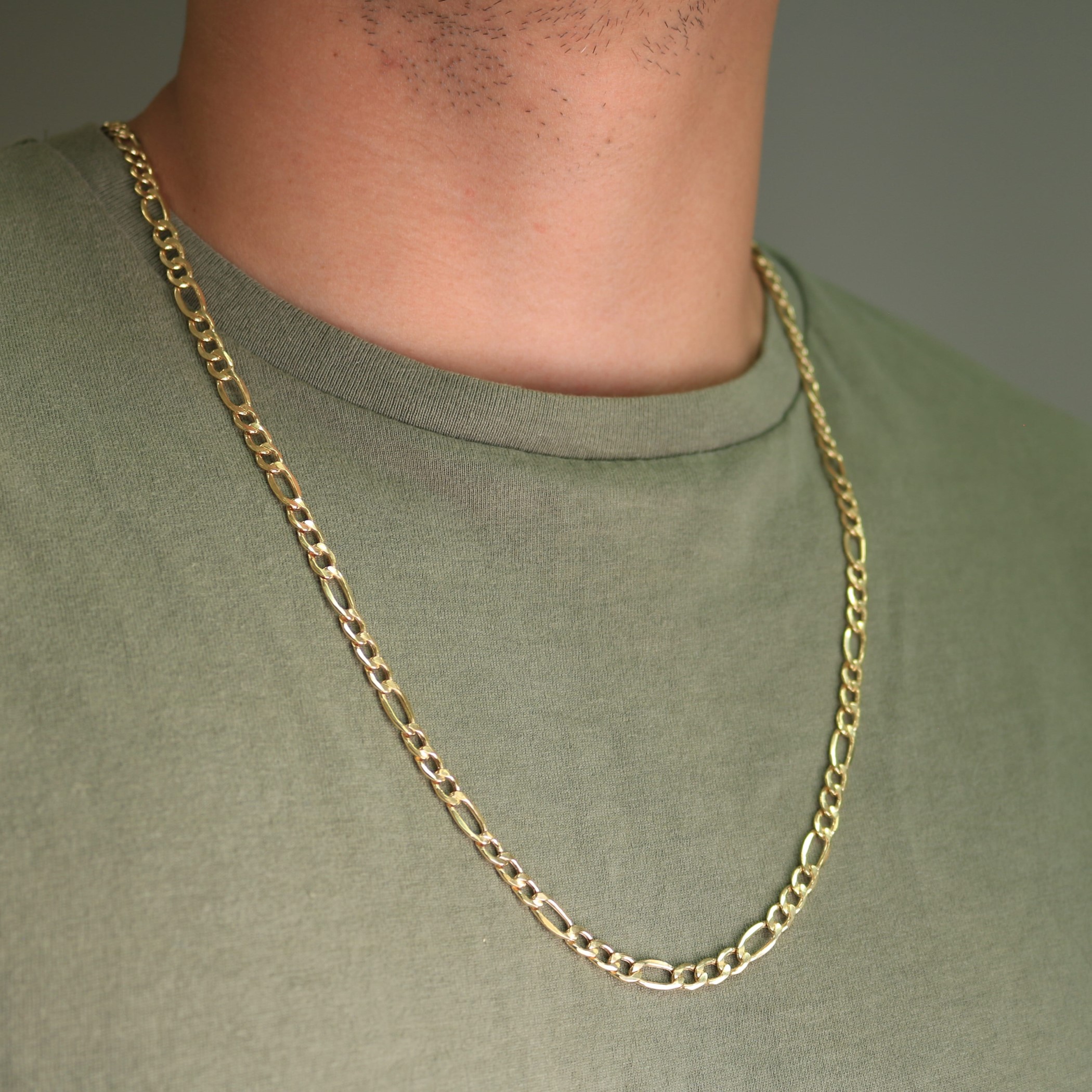 Nuragold 14k Real Yellow Gold Figaro Link 5.5mm Chain Necklace (16"-30") Italian Jewelry for Men & Women