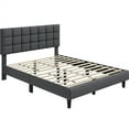 thumbnail image 3 of Renwick Upholstered Platform Bed with Square Tufted Headboard, Queen, Dark Gray, 3 of 7