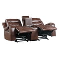 thumbnail image 4 of Paul 78 Inch Power Recliner Loveseat, Cupholder Console, Brown Faux Leather, 4 of 8