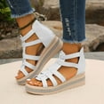 thumbnail image 2 of Platform Gladiator Sandals for Women 2025 Roman Beach Summer Rhinestones Wedge Dress Sandals with Zipper, 2 of 5