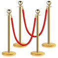 thumbnail image 1 of Stainless Steel Stanchion Post Queue 5 ft Red Velvet Rope Red Carpet Ropes and Poles Crowd Control Barriers Sand Injection Hollow Base and Velvet Rop, 1 of 7