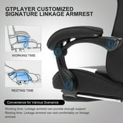 Gtplayer Gaming Chair with Footrest and Ergonomic Lumbar Massage Pillow Faux Leather Office Chair, White