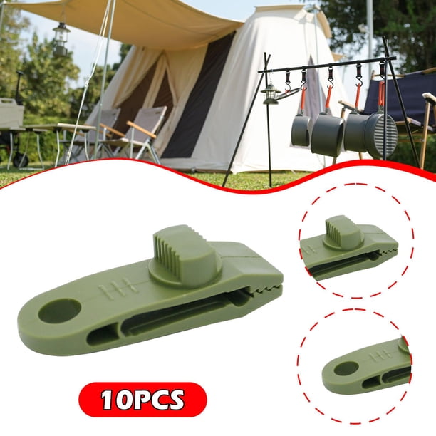 10 clips resistentes para lonas de tienda, abrazaderas para tiendas, resistentes al viento, multiusos, fijadores para toldos y cubiertas de camiones. Verde
