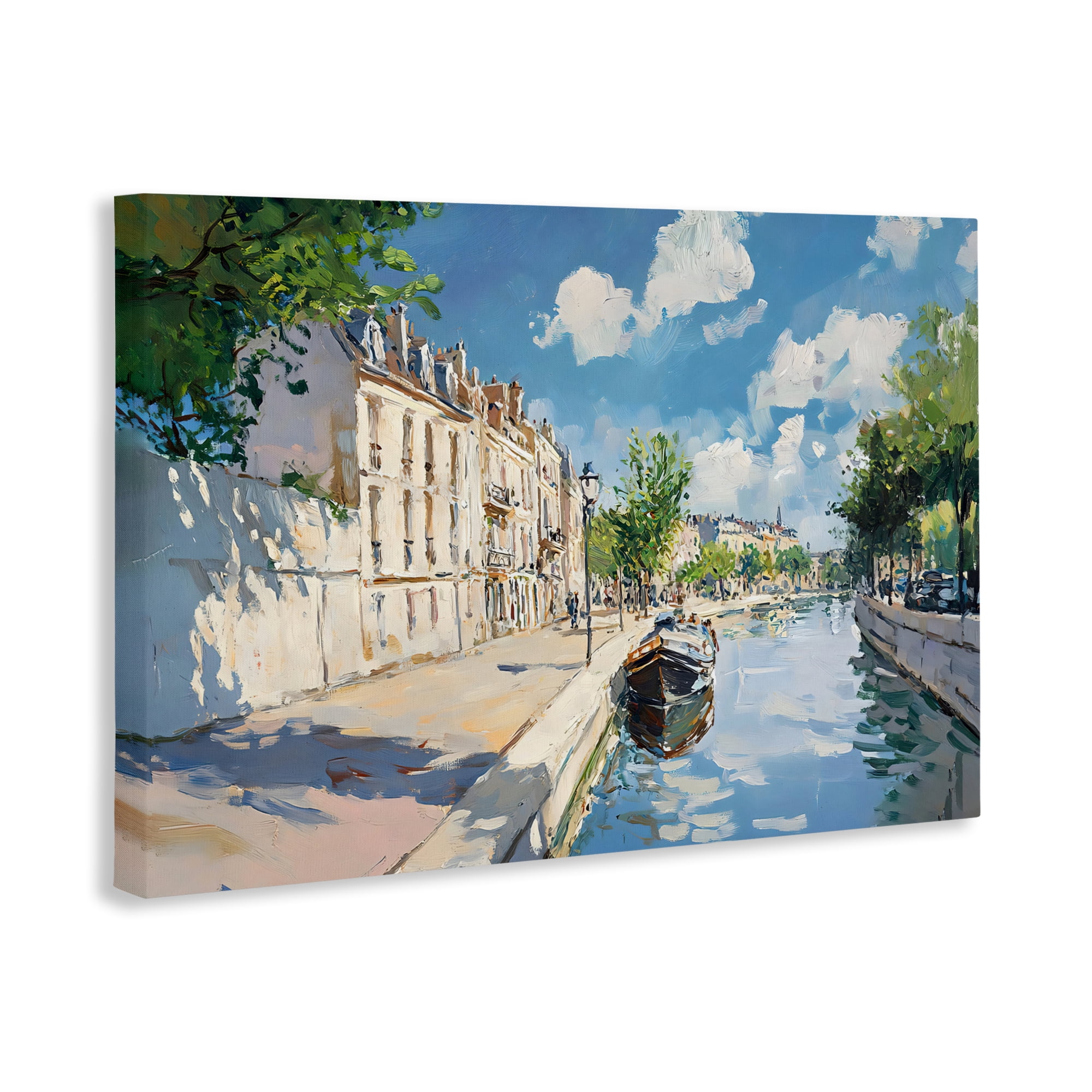 Stupell Industries Boat in Canal Summer Reflection Canvas Wall Art, design by Creative Studio