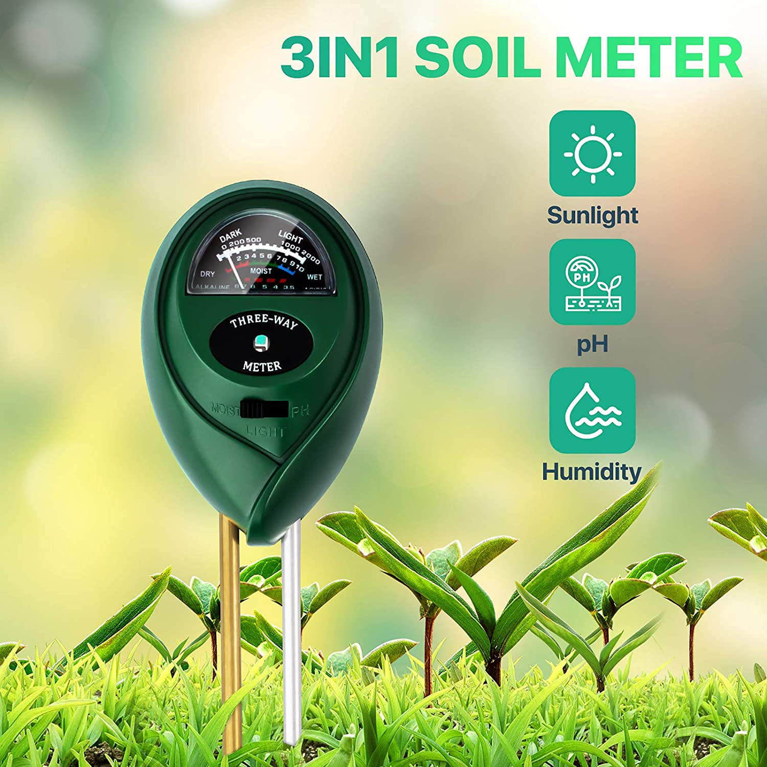 with Moisture Light PH Test fo Digital PH Meter TDS Meter Soil PH Tester Combo 