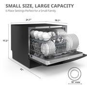 COMFEE Energy Star Countertop Dishwasher, 6 Place Settings & 8 Programs, Speed/Baby-Care/Eco/Glass, Black