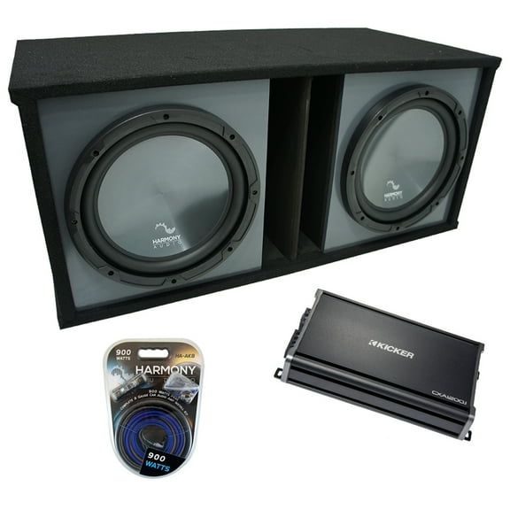 Universal Car Stereo Paintable Ported Dual 15" Harmony R154 Sub Box & CX1200.1