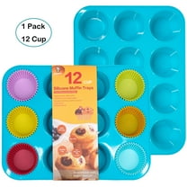 Katbite Silicone Muffin Pan Cupcake Pans 12 Cups Non-stick BPA Free Cupcake Pans