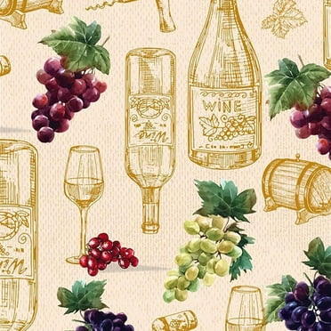 FREE SHIPPING!!! Grapes and Barrels Design Printed on 100% Cotton Quilting Fabric, DIY Projects by the Yard (Purple, Blue, Green)