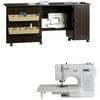Brother Project Runway CE7070PRW 70-Stitch Computerized Sewing Machine with Wide Table & Sauder Sewing and Craft Table Value Bundle
