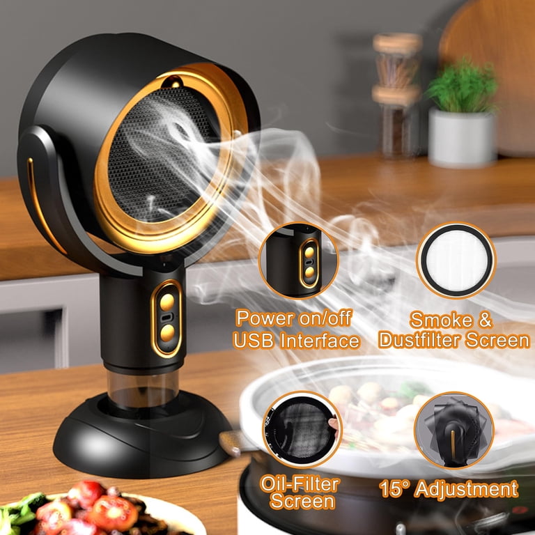 best fan to remove cigarette smoke Smokeing Fan for Smoking Indoors, Black Gold Electric Smokeaway Purifier Fan  Portable Table Smoke Air PuriferFan Adjustable Angle Kitchen Mini Filter  Smoke ExhaustFan(Plug-In)