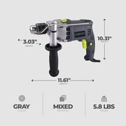 Master Mechanic 7.5 Amp 0.5” Hammer Drill w/ Soft Grip Handle & Metal Gauge