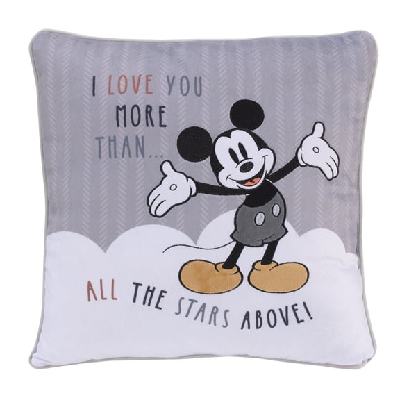 Disney Love Mickey Gray and White Decorative Pillow