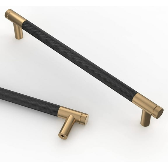 The 10 Pack 7.5 Inch(192mm) Matte Black and Champagne Bronze Cabinet Pulls Knurled Cabinet Handles Cupboard Handles Kitchen Cabinet Hardware for Cupboard Drawer Pulls