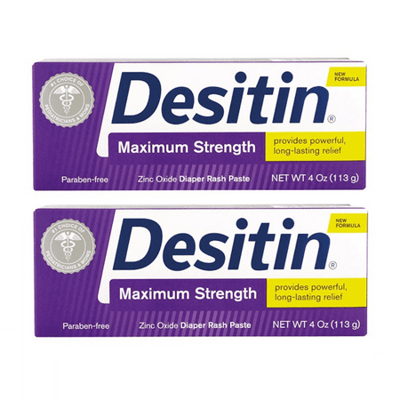 (2 pack) Desitin Maximum Strength Baby Diaper Rash Cream with Zinc Oxide, 4 (Best Diaper Rash Cream For Sensitive Skin)