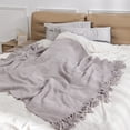 thumbnail image 3 of Mantas para sofá, manta tejida con textura, 50 x 60 pulgadas, manta decorativa súper suave y cálida con borlas para sofá, cama, sofá y sala de estar, 3 of 5