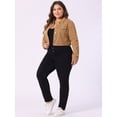 thumbnail image 3 of DARING DIVA Women's Plus Size Long Sleeve Jean Button Cropped Denim Jacket 3X Brown, 3 of 6