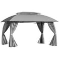 thumbnail image 2 of Outsunny 10' x 13' Outdoor Gazebo Patio Gazebo Canopy, Double Vented Roof, Steel Frame, Curtain Sidewalls, Sun Shade Shelter for Garden, Lawn, Backyard, Deck, Gray, 2 of 9